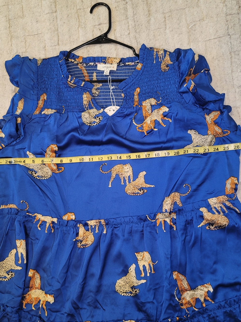 NWT UMGEE Royal Blue Sleeveless Mini Dress Leopard Print Women's Size 1X - Picture 5 of 9